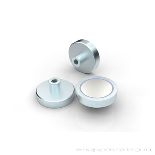 Flat Pot Magnet with Internal Threaded Bush